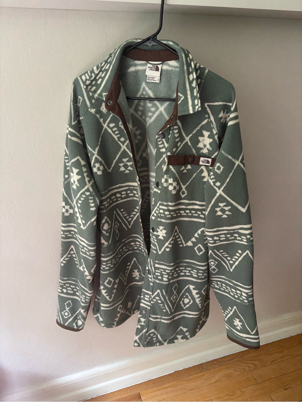 The North Face Fleece Jacket - Sage Green & Brown Trim